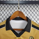 Camisa Pronta Entrega Manchester United Dupla Face 2001/02 - Umbro Retrô Masculina - Edição Especial 100 anos - Dourada/Branca