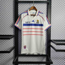 Camisa Pronta Entrega Seleção França Away 1998/99 - Adidas Retrô Masculina - Branca/Azul