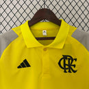 Camisa Polo Flamengo Treino 2025/26 - Adidas Torcedor Masculina - Amarela/Cinza