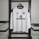Camisa Manga Longa Manchester United Away 1999/00 - Umbro Retrô Masculina - Branca/Preta