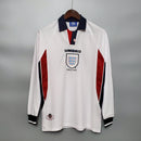 Camisa Manga Longa Seleção Inglaterra Home 1998 - Umbro Retrô Masculina - Branca