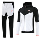 Kit Conjunto Nike Tech Fleece - Jaqueta e Calça- Branca/Preta