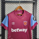 Camisa West Ham Home 2023/24 - Umbro Torcedor Masculina - Bordo/Azul