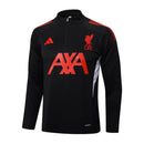 Conjunto de Treino Half Ziper Liverpool 2025/26 - Adidas Jaqueta + Calça - Preta/Vermelha