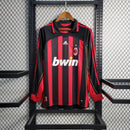 Camisa Manga Longa Milan  Home 2006/07 - Adidas  Retrô Masculina - Vermelha/Preta