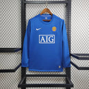 Camisa Manchester United Manga Longa Away 2008/09 - Nike Retrô Masculina - Azul/Branca