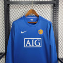 Camisa Manchester United Manga Longa Away 2008/09 - Nike Retrô Masculina - Azul/Branca