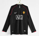 Camisa Pronta Entrega Manchester United Manga Longa Away 2007/08 - Nike Retrô Masculina - Preta/Branca