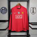Camisa Manchester United Manga Longa Home 2007/08 - Nike Retrô Masculina - Vermelha/Branca