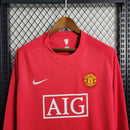 Camisa Manchester United Manga Longa Home 2007/08 - Nike Retrô Masculina - Vermelha/Branca