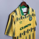 Camisa Celtic Away 1991/92 - Umbro Retrô Masculina - Amarela/Verde