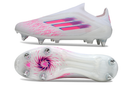 Chuteira Campo Adidas F50 - Trava Mista - Branca/Rosa