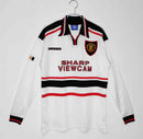 Camisa Manga Longa Manchester United Away 1998/99 - Umbro Retrô Masculina - Branca/Preta