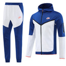Kit Conjunto Nike Tech Fleece - Jaqueta e Calça- Azul/Branca