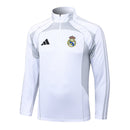 Conjunto Half Ziper Real Madrid 2025/26 - Adidas Jaqueta + Calça - Branca/Cinza