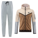 Kit Conjunto Nike Tech Fleece - Jaqueta e Calça- Marrom/Cinza