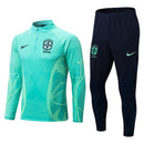 Conjunto Half Ziper Seleção Brasil 2022/23 - Nike Jaqueta + Calça - Vede/Azul