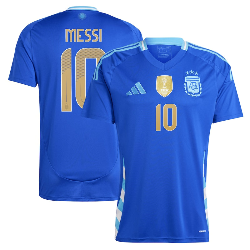 Camisa Argentina Away 2024 - MESSI + Pach Campeão do Mundo